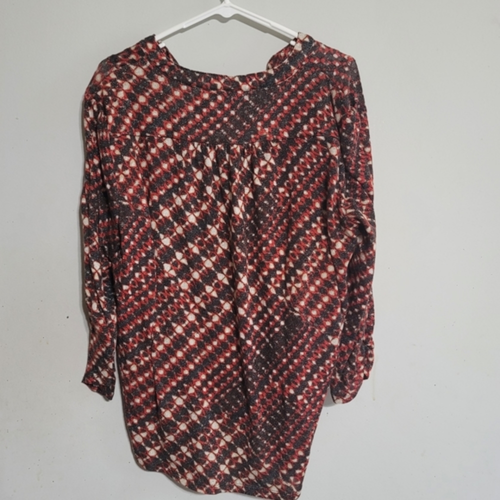 Cato tunic top XL Boho Rust Orange Fall Fashion Stretchy‎ Flattering V Neck - Picture 3 of 3